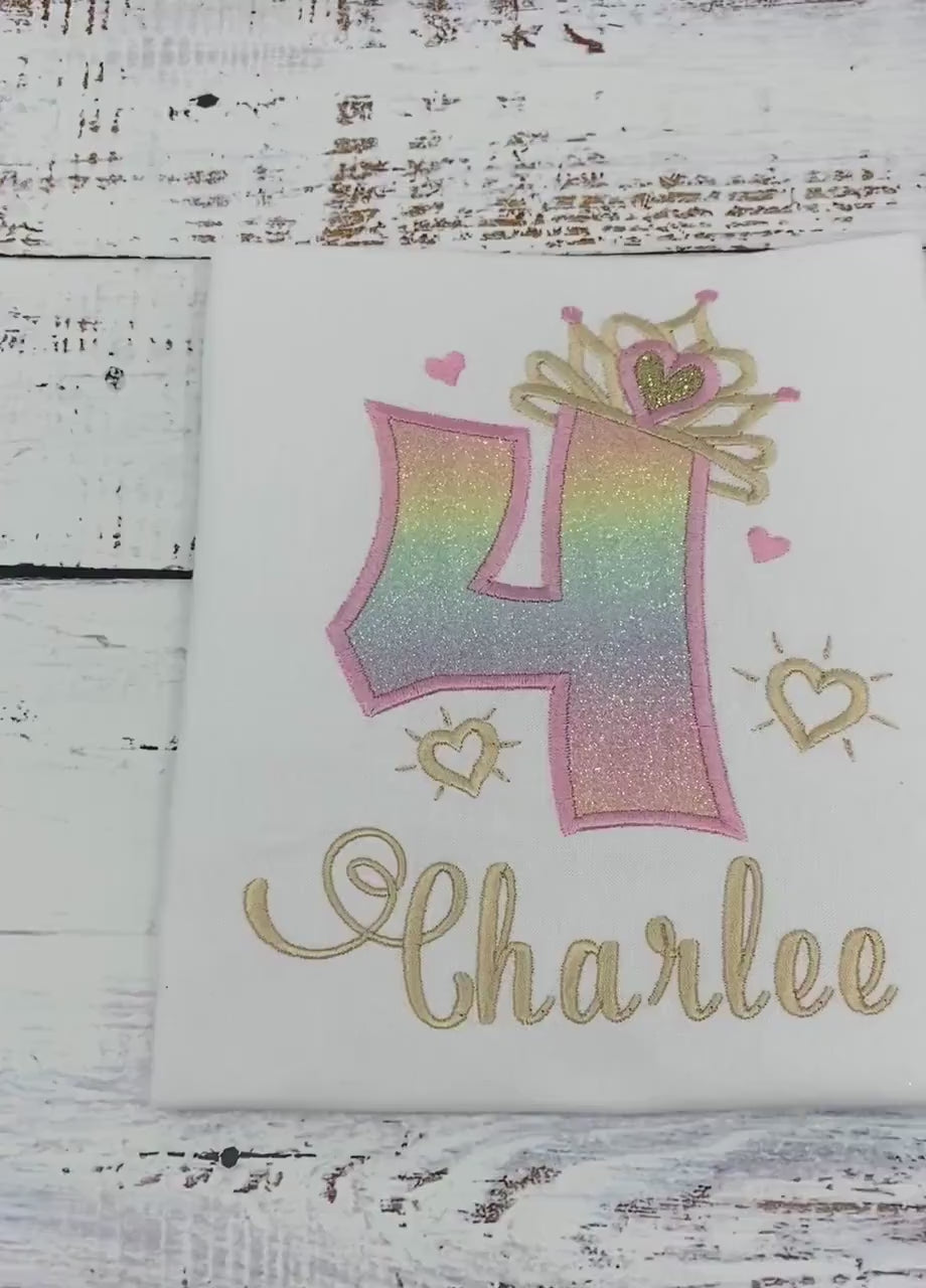 4th Birthday Princess Shirt, Princess Crown Birthday Shirt, Princess Birthday Girl Shirt, Birthday Princess Shirt, Number With Tiara