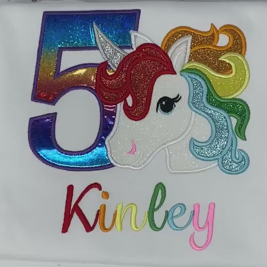 Girl Rainbow  Unicorn Birthday Outfit, 5th Birthday Unicorn Shirt, Unicorn birthday, Rainbow Unicorn outfit, Rainbow Unicorn Party Shirt