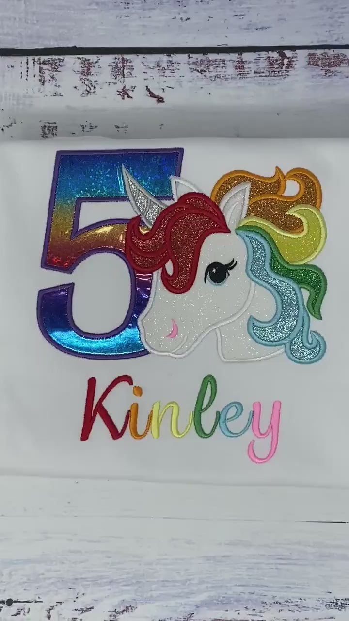 Girl Rainbow  Unicorn Birthday Outfit, 5th Birthday Unicorn Shirt, Unicorn birthday, Rainbow Unicorn outfit, Rainbow Unicorn Party Shirt