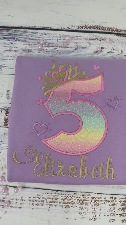 4th birthday shirt for girl, Princess birthday shirt, Number with crown birthday shirt, Girls 4th birthday shirt, Princess birthday party