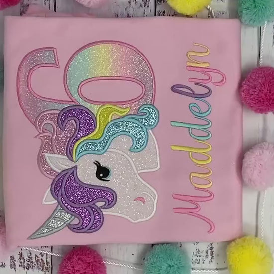 6th Birthday Pastel Unicorn Shirt, Girl Rainbow Pastel Unicorn Birthday Outfit, Rainbow Unicorn outfit, Unicorn embroidery, Any age