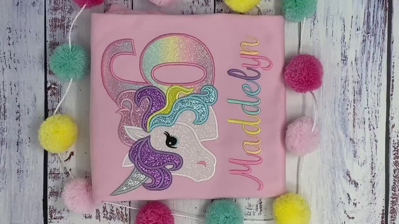 6th Birthday Pastel Unicorn Shirt, Girl Rainbow Pastel Unicorn Birthday Outfit, Rainbow Unicorn outfit, Unicorn embroidery, Any age