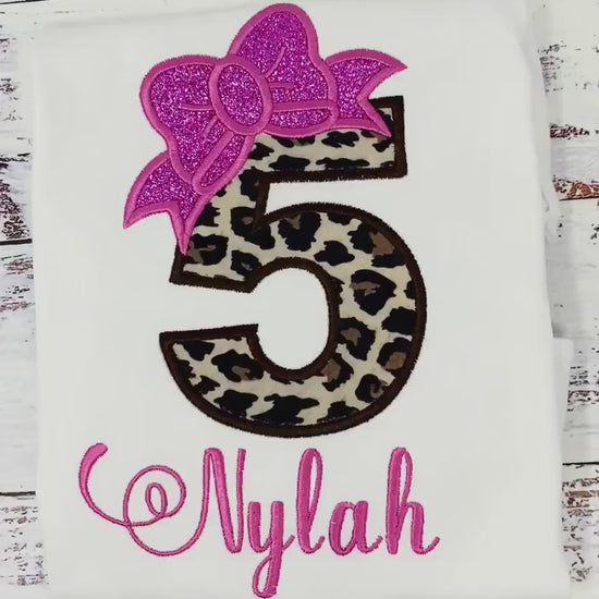 Girl 5th birthday shirt with cheetah print number, 6th birthday shirt, Cheetah print shirt, Leopard print shirt, Cheetah outfit