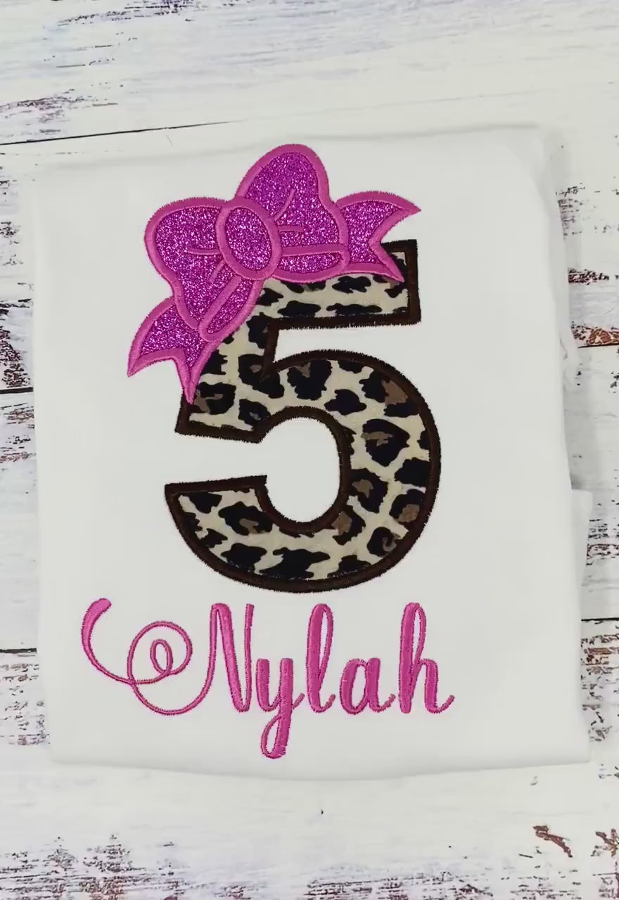 Girl 5th birthday shirt with cheetah print number, 6th birthday shirt, Cheetah print shirt, Leopard print shirt, Cheetah outfit
