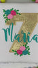 Golden 7th birthday shirt, Gold glitter, Floral birthday shirt, Flower, Roses, Hot pink name , Personalized applique shirt