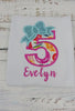 Girl personalized shirt with floral number and bow, Teal bow number, 5th birthday girl shirt, Flower embroidered shirt