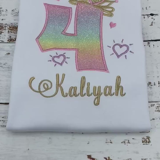 4th Birthday Shirt for Girl, Princess Birthday Shirt, Number with Crown Birthday Shirt, Girls 4th Birthday Shirt, Princess Birthday Party