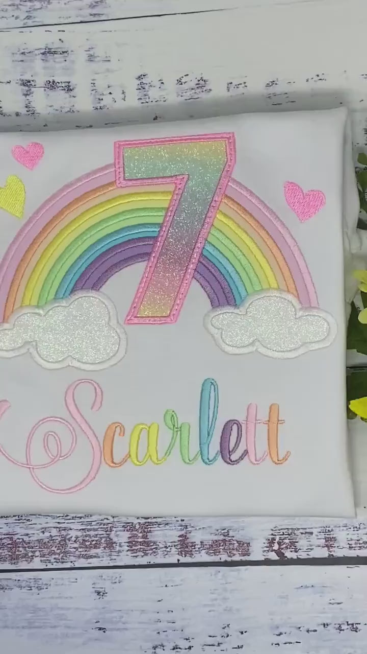 7th Rainbow birthday shirt for a girl, Over the rainbow party, Any Age, birthday party rainbow theme, Pastel Color Rainbow, Rainbow gift