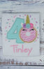 Girl 4th Birthday Unicorn Donut Shirt With Name, 3rd 5th, 6tBirthday Donut Shirt, Birthday Shirt with Donut, Donut Party, Sweet four