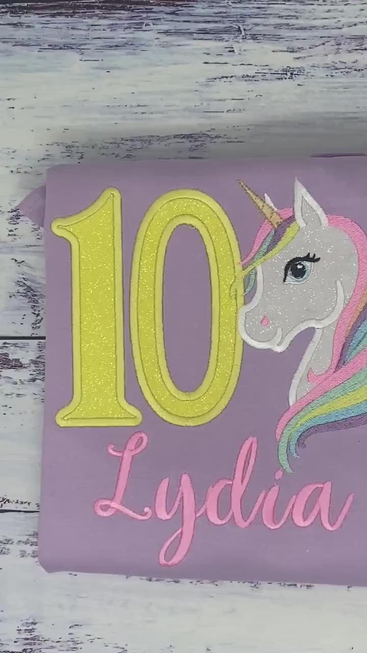 10thBirthday Pastel Unicorn Shirt, Girl Rainbow Pastel Unicorn Birthday Outfit, Unicorn birthday, Rainbow Unicorn outfit, Unicorn embroidery