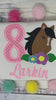 Girl 8th  Birthday Shirt With Bay Brown Horse, Birthday Tee with Ponny, 4th, 6th 7th Horse Embroidery T-Shirt, Any Age, Long Mane Hoese.