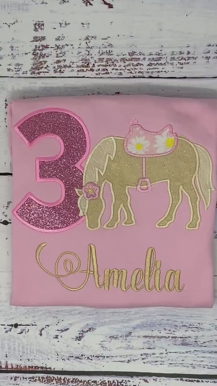 Girl 6th Birthday Shirt With Horse, Custom Horse Face Marking Embroidery, Unique Horse Birthday Tee