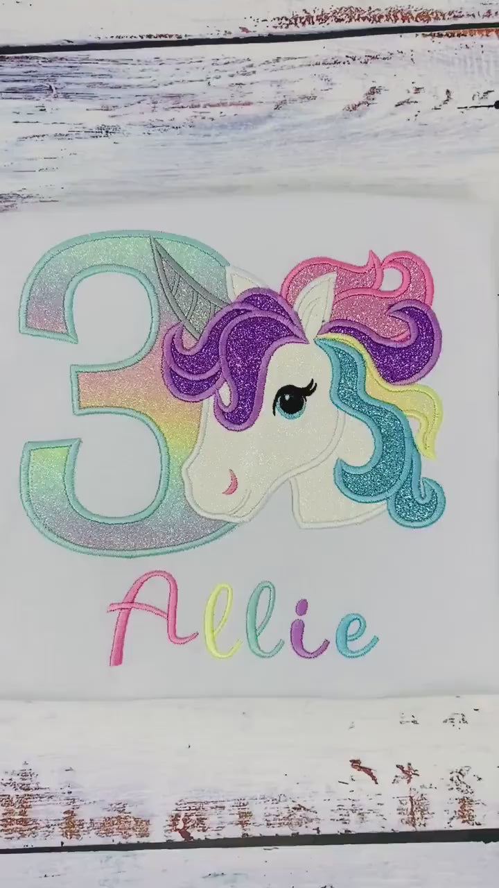 Girl Birthday shirt,Unicorn Birthday Outfit, 1st Birthday Pastel Unicorn Shirt, Unicorn birthday, Rainbow Unicorn outfit, Unicorn embroidery