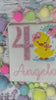 Girl Personalized Yellow Duckling Tee, Casual Duck in the rain Shirt, Shirt with Pink Number and name, Custom birthday Applique tee