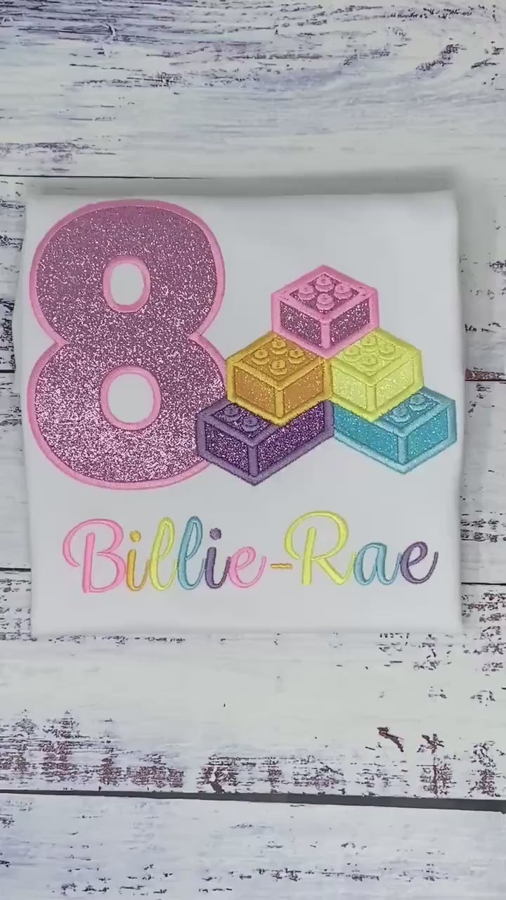 Girl 8th Birthday Pastel Colors Toy Building Blocks,  Any age