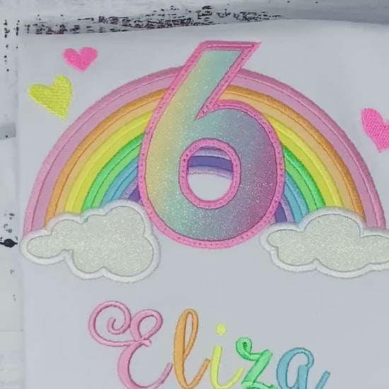 6th Rainbow birthday shirt for a girl, Over the rainbow party, Any Age, birthday party rainbow theme, Pastel Color Rainbow, Pink Rainbow