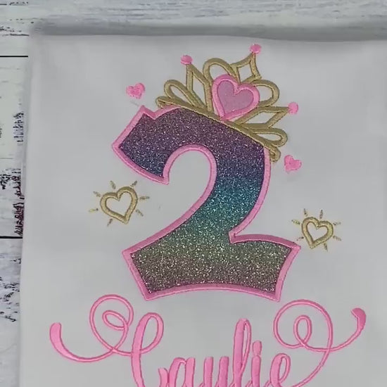 2nd Birthday Shirt for Girl, Princess Birthday Shirt, Number with Crown Birthday Shirt, Girls 4th Birthday Shirt, Princess Tiara, Any Age
