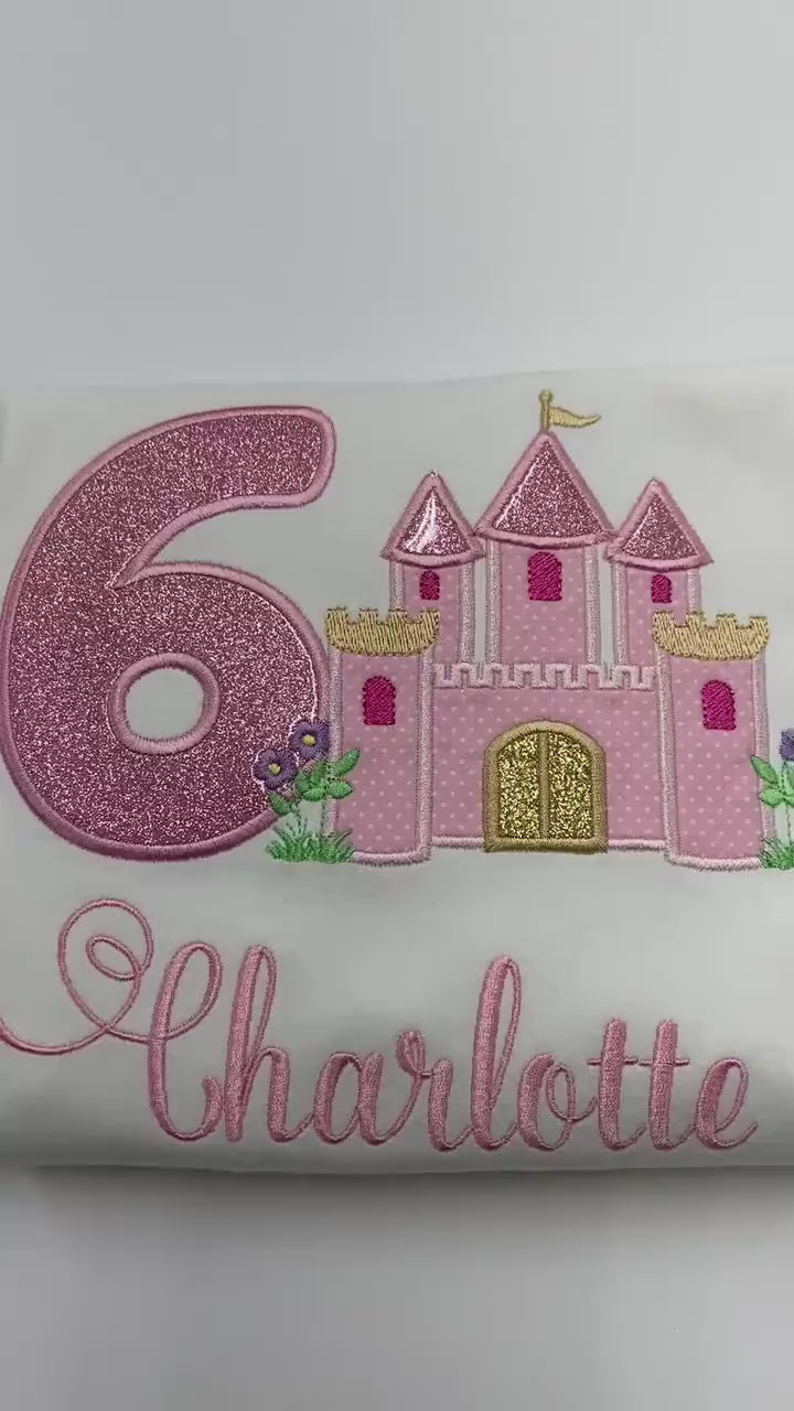 6th Birthday Shirt for Girl, Princess Castle Shirt, Pink Castle Tee,  Girls Royal Birthday Shirt, Princess Birthday Party
