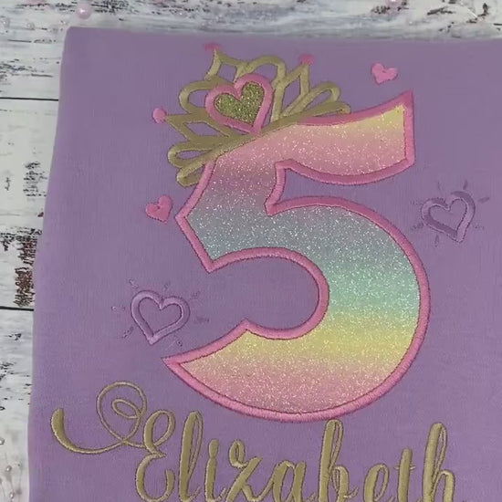 4th birthday shirt for girl, Princess birthday shirt, Number with crown birthday shirt, Girls 4th birthday shirt, Princess birthday party
