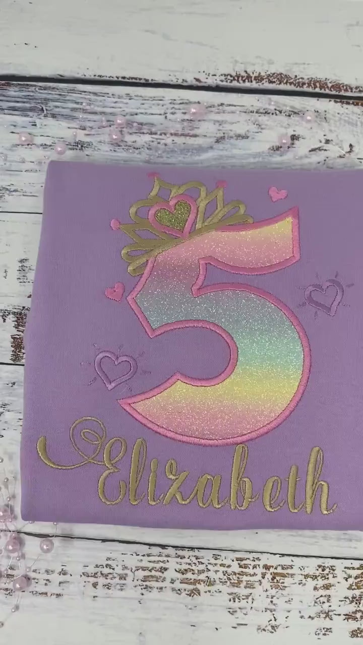 4th birthday shirt for girl, Princess birthday shirt, Number with crown birthday shirt, Girls 4th birthday shirt, Princess birthday party