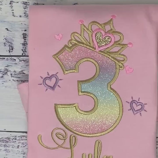 5th Birthday Shirt for Girl, Princess Birthday Shirt, Number with Crown Birthday Shirt, Girls 4th Birthday Shirt, Princess Birthday Party