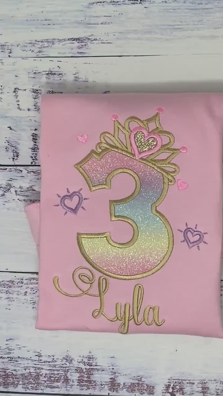 5th Birthday Shirt for Girl, Princess Birthday Shirt, Number with Crown Birthday Shirt, Girls 4th Birthday Shirt, Princess Birthday Party