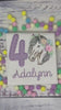 Girl 4th Birthday Shirt With Bay Brown Horse, Birthday Shirt with Gingham Number and Flower mane Horse, Sketch  Embroidered Horse