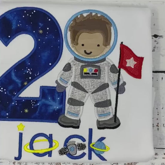 Boy Astronaut Shirt, Astronaut Birthday Party, 2nd Astronaut Birthday, Applique Space Ship, Astronaut Boy Birthday T-Shirt