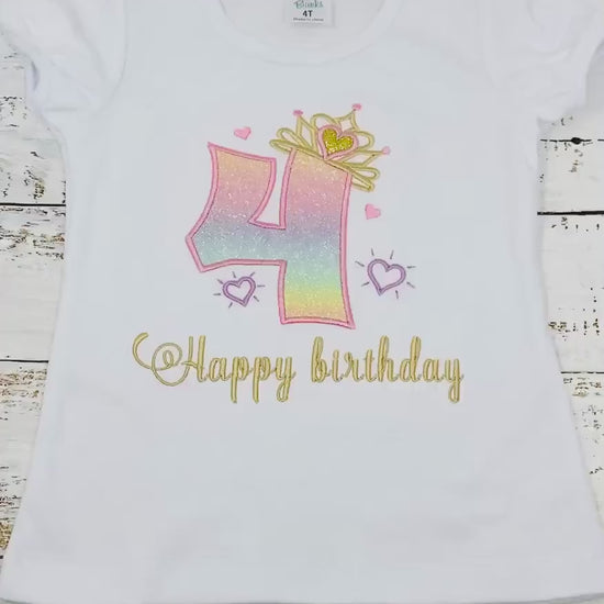 Girl birthday number shirt, Princess birthday outfit