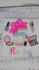 Girl 5th Birthday Shirt with Make up, Salon, Bow Number Shirt, Number cosmetics, Lipstick Powder Brush,Bright Hot Pink and Neon Make up