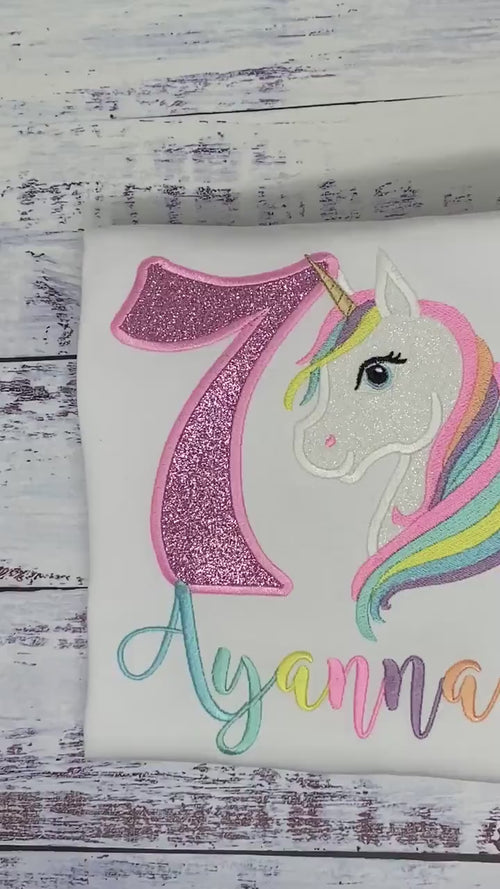 3rd Birthday Pastel Unicorn Shirt, Girl Rainbow Pastel Unicorn Birthday Outfit, Rainbow Unicorn outfit, Unicorn embroidery, Any age