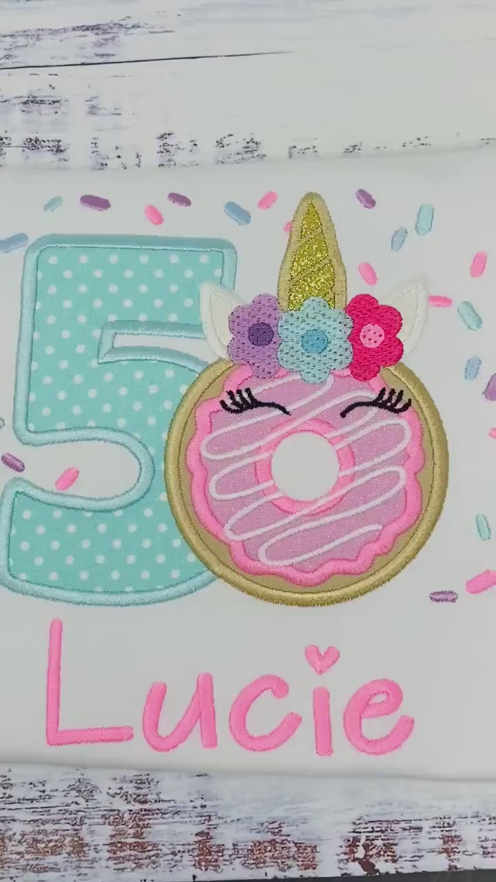 Girl 1st Birthday Donut Unicorn Shirt, Sweet Donut Shirt, First Sweet Birthday Shirt with Donut, unicorn Donut Party, Sweet four
