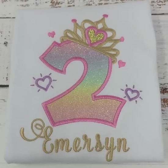 2nd birthday shirt for girl, Princess birthday shirt, Number with crown birthday shirt, Girls 2nd birthday shirt, Princess birthday party