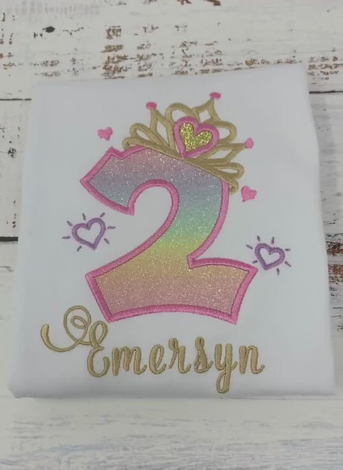 2nd birthday shirt for girl, Princess birthday shirt, Number with crown birthday shirt, Girls 2nd birthday shirt, Princess birthday party