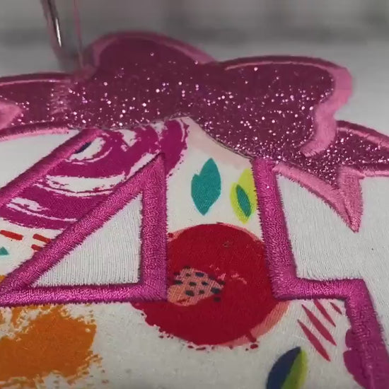 4th birthday shirt with bow, Floral birthday number with Pink bow