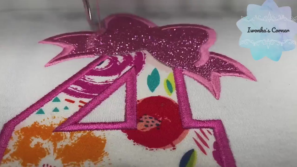 4th birthday shirt with bow, Floral birthday number with Pink bow