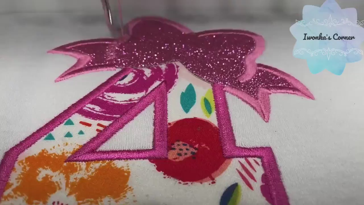 4th birthday shirt with bow, Floral birthday number with Pink bow