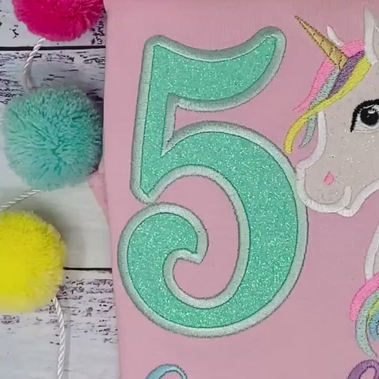 5th Birthday Pastel Unicorn Shirt, Girl Rainbow Pastel Unicorn Birthday Outfit, Rainbow Unicorn outfit, Unicorn embroidery, Any age