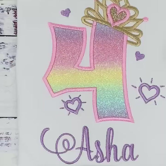 4th birthday shirt for girl, Princess birthday shirt, Number with crown birthday shirt, Girls 4th birthday shirt, Princess birthday party
