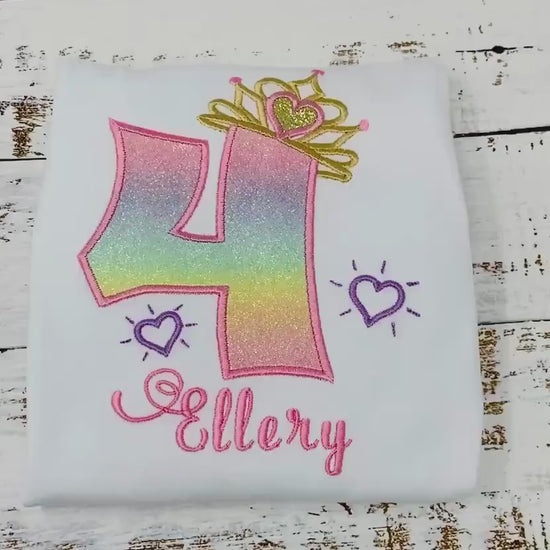 Princess Tiara birthday shirt for a girl, 4th birthday shirt, Princess birthday outfit